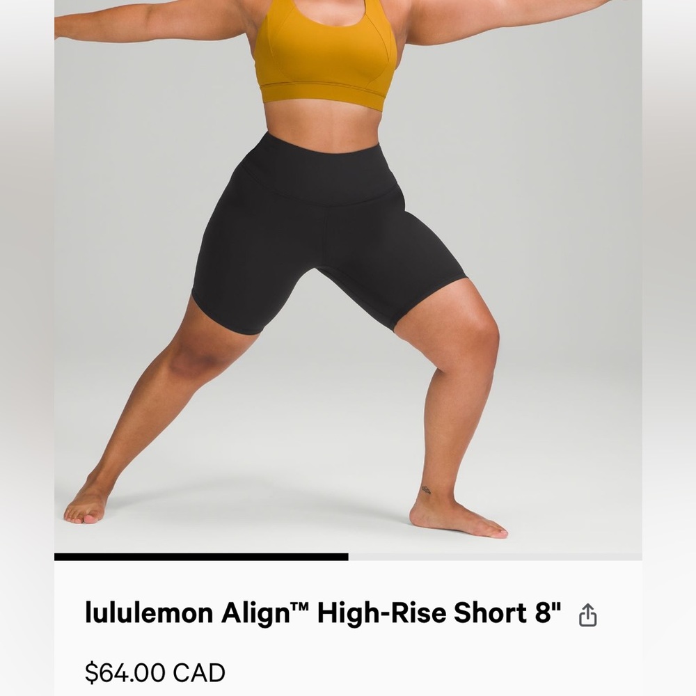 Lululemon align high rise shorts 8” size 4